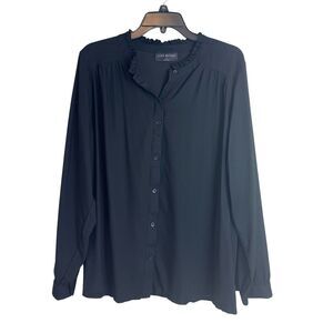 Lane Bryant Women’s 18/20 Long Slv Button Blouse Black Witchy Dark Whimsigoth